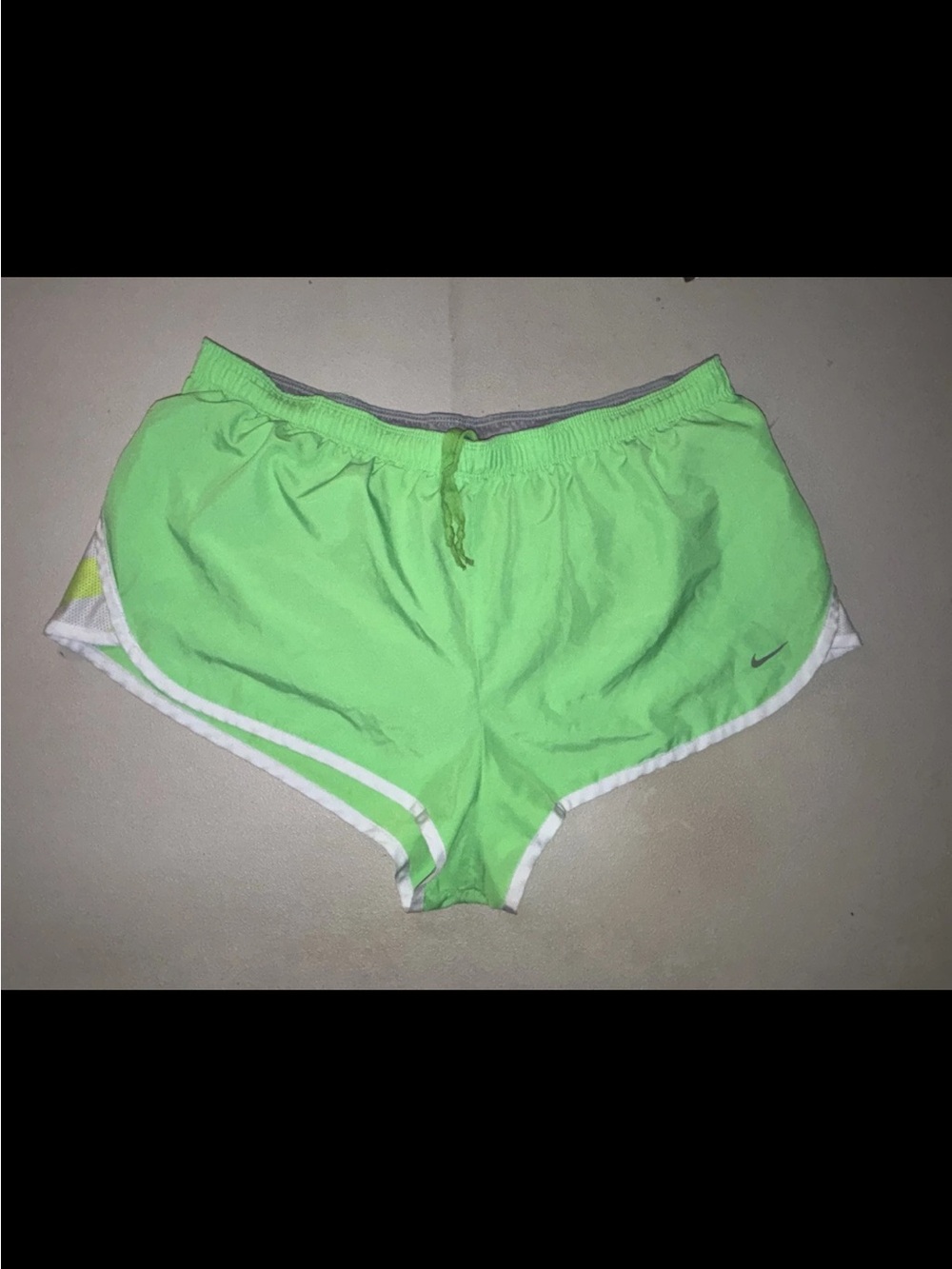 Nike Dri Fit Y2K Micro Mini Athleisure Lime Green Lined Short Shorts SZ.L